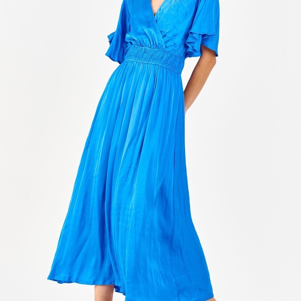 Dear John Sapphire Capri Blue Maxi Satin Dress - Picture 4 of 8